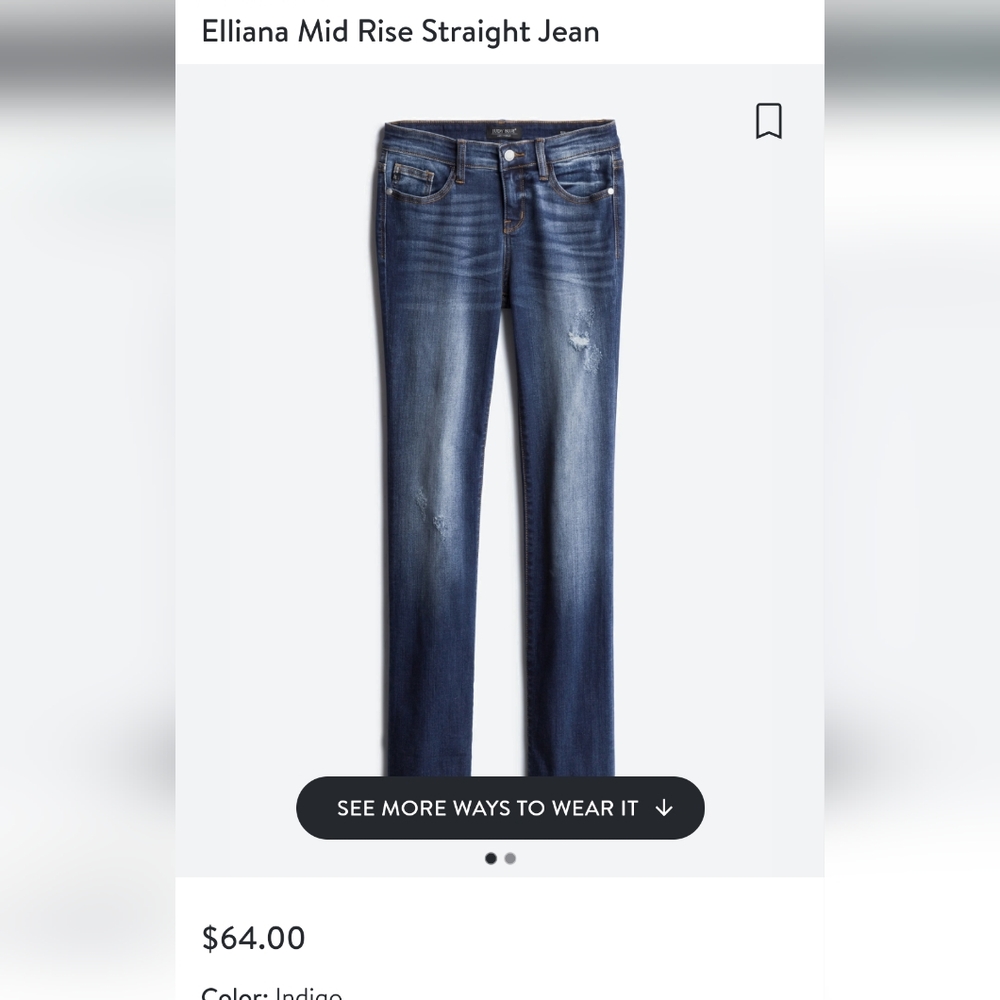 Judy Blue Elliana Mid Rise Straight Jean  size 29